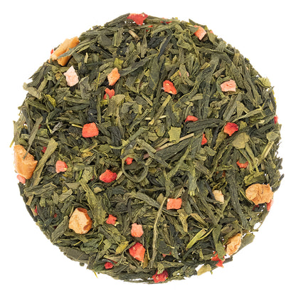 Green Strawberry loose leaf tea with papaya pieces